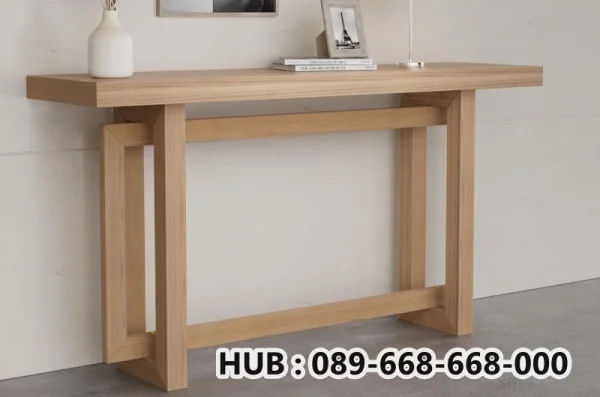 Meja Konsol Minimalis Kayu Jati Geometris Garut