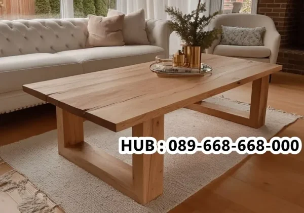 Meja Tamu Minimalis Kayu Jati Kaki Kotak