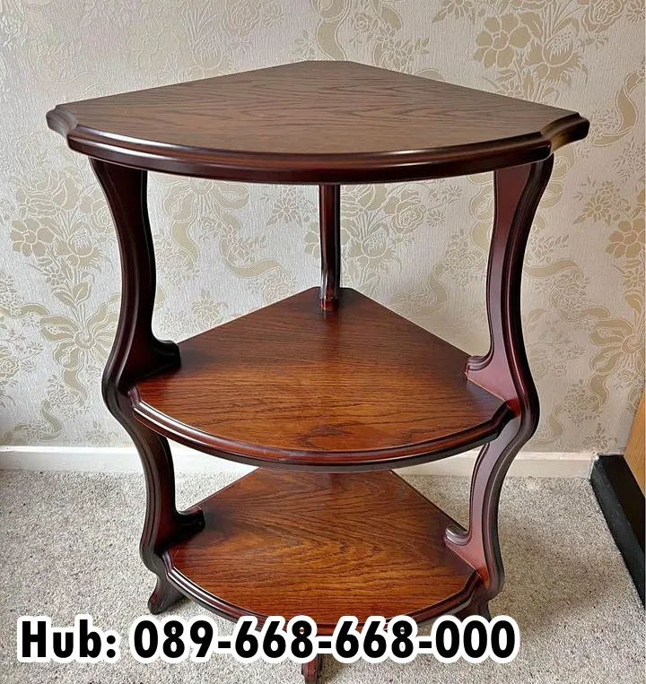 Jual Meja Sudut Kayu Desain Bertingkat