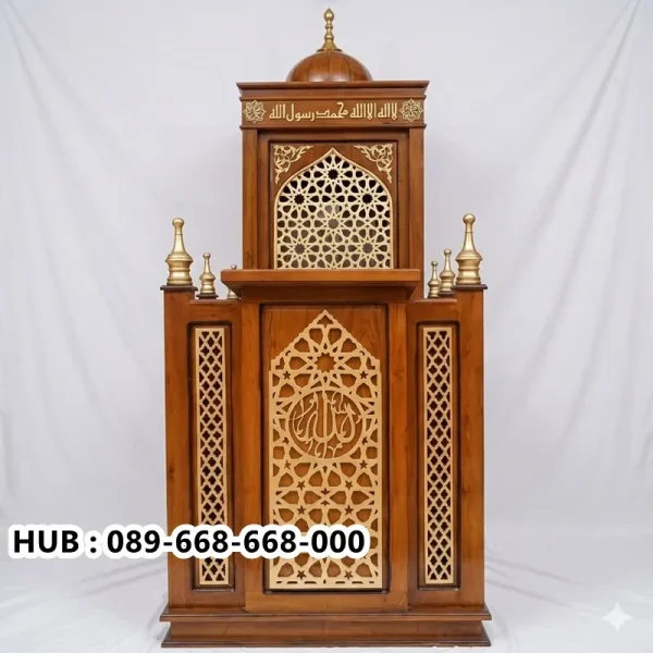 Jual Mimbar Kayu Jati Kaligrafi Gold Tegal