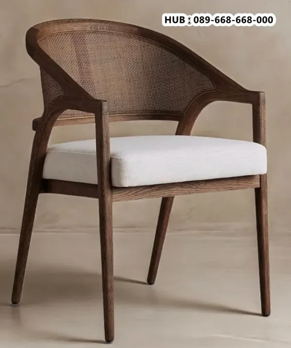 Kursi Makan Kayu Jati Kombinasi Rotan