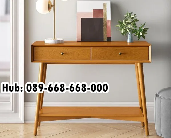 Meja Konsul Dua Laci Jati Sederhana