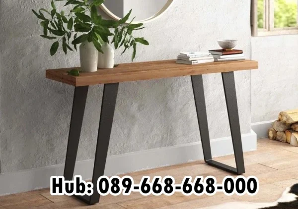 Meja Konsul Kayu Solid Kaki Besi