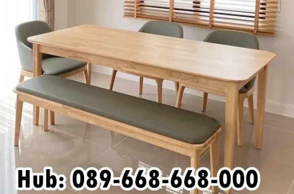 Meja Makan Kayu Jati Finishing Natural