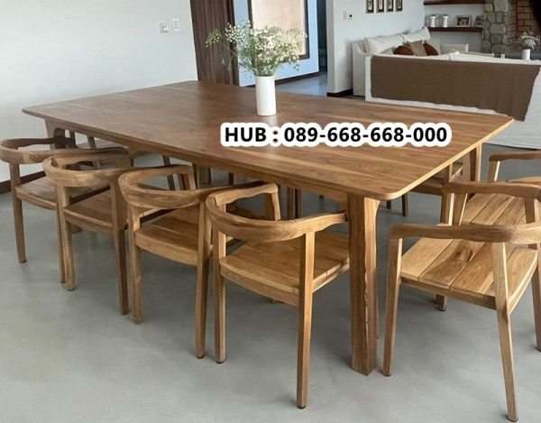 Set Meja Makan Keluarga Jati Natural