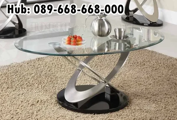 Glass Coffee Table Transparan Bulat