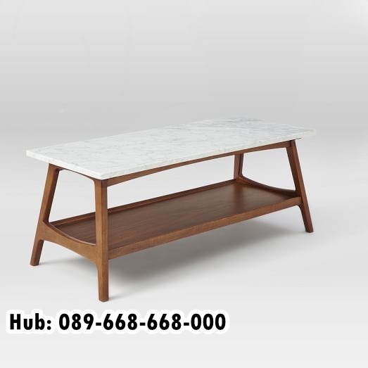 Meja Granit Modern Majalengka Kaki Kayu Solid