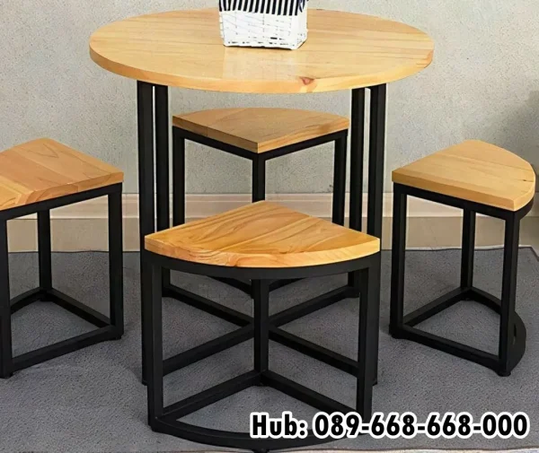 Meja Kursi Cafe Besi Bentuk Pizza