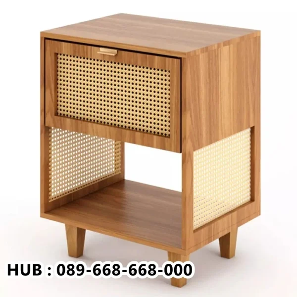 Meja Nakas Rustic Rotan Minimalis