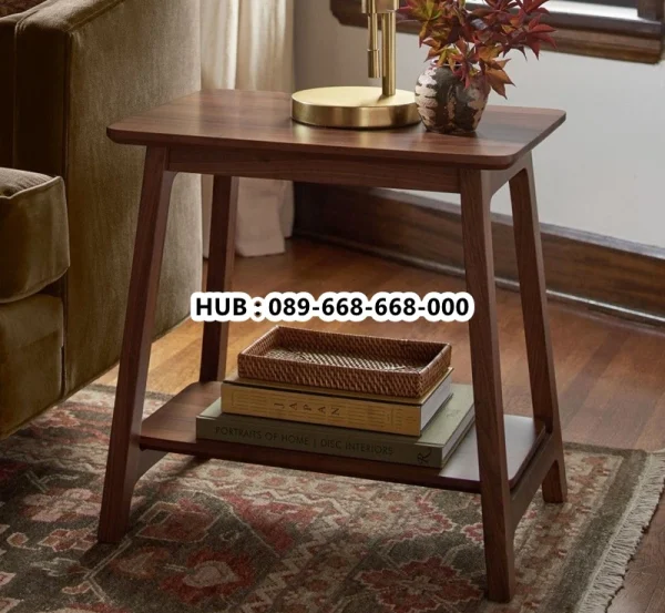 Meja Sudut Estetik Seri Industrial Wood