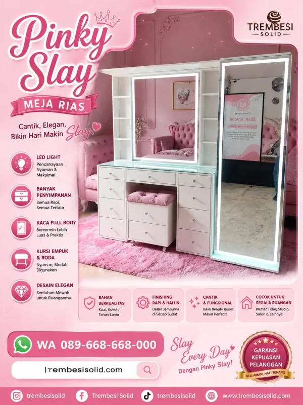 Meja Rias Pinky White Slay