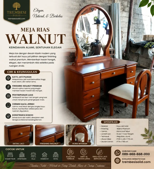 Meja Rias Walnut