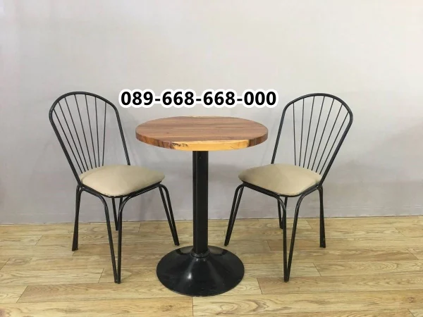 Set Meja Cafe Bulat Kombinasi Besi
