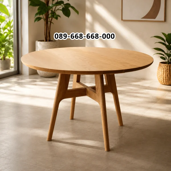 Meja Cafe Bulat Kaki Silang Jati