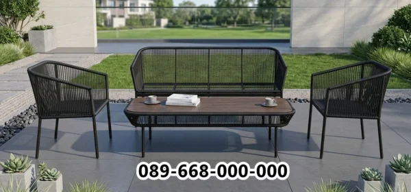 Harga Set Kursi Taman Tangerang Outdoor Minimalis Modern Rangka Besi
