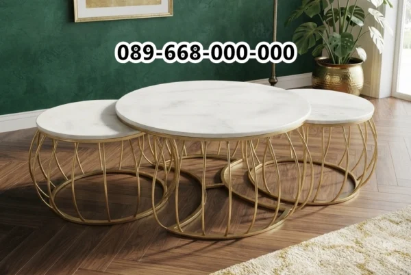 Meja Ruang Tamu Surabaya Modern Nested Table Kerangka Besi Elegan Berkualitas